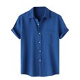 thumbnail image 1 of Men Casual Solid Turndown Short Sleeve Button Closure Shirt Hawaii Blouse, 1 of 9