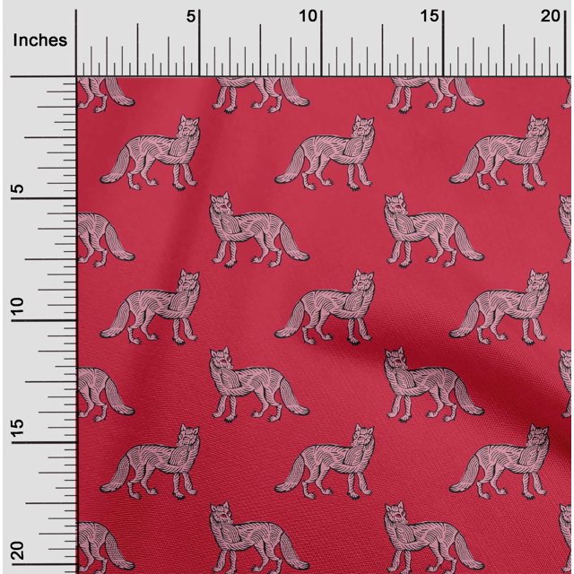oneOone Cotton Silk Fabric Fox Block Print Sewing Fabric BTY 42 Inch Wide