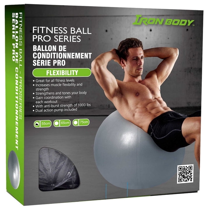IBF Iron Body Fitness Ballon d’Exercice Série Pro avec Pompe, Ballon de Stabilité Anti-Éclatement