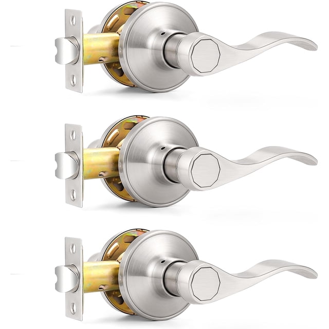 Passage Door Lock Lever Handle for Hallway and Closet Keyless Satin Nickel Interior Door Locksets