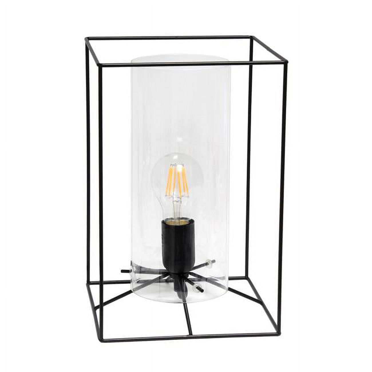 Lalia Home Black Framed Table Lamp with Clear Cylinder Glass Shade, Large