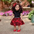 thumbnail image 5 of - Esprit de Vacances - Ensemble 3 Pcs - Robe de Fête Taffetas Rouge avec Chaussures Rouges et Bandeau - Vêtements pour Poupée de 18 Pouces (Poupée Non Incluse), 5 of 5