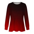 thumbnail image 4 of RXIRUCGD T-Shirts à Manches Longues Dégradés pour Femmes, Décontractés, Mode, Amples, Plissés, Col Rond, Bordeaux, Taille : L, 4 of 5