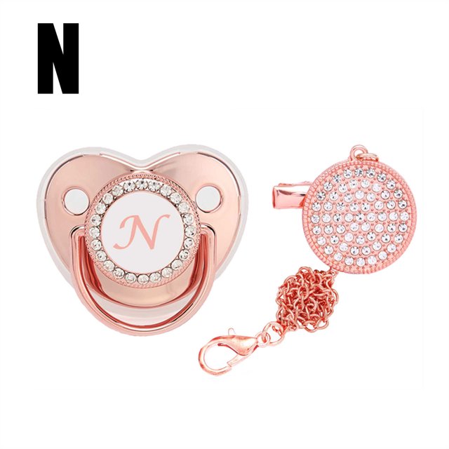 DPTALR Baby Pacifier 26 Letter Name Initial Clip Silicone Infant Nipple Bling Newborn Pacifier