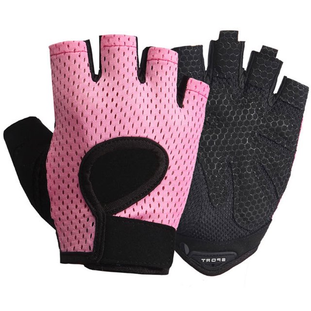 maskred 1 Pair Sports Gloves Outdoor Cycling Fishing Halffinger Summer Breathable Mitts Riding Protection Mittens Hand Protector Pink S 1Set