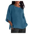 thumbnail image 1 of DPTALR Blouse Chemise Ample en Coton à Manches Courtes d'Été pour Femme à Col Rond, 1 of 6