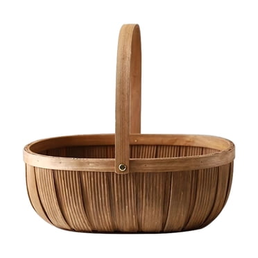 Lipstore Wood Chip Picnic Basket with Handle Farmhouse Decor Serving Basket Easter Basket Size L