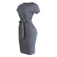 thumbnail image 3 of EGNMCR Robes d'Été Femmes Tendance 2024 Femmes Décontracté Col Rond Bretelles Manches Courtes Rayé Imprimé Robe Ample, 3 of 5
