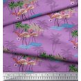 thumbnail image 2 of Soimoi Purple Viscose Chiffon Fabric Palm Tree, & Flamingo Bird Decor Fabric Printed Yard 42 Inch Wide, 2 of 3