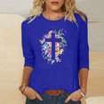 thumbnail image 2 of Blouses pour Femmes T-Shirt Imprimé Blouse à Manches 3/4 Col Rond Décontracté, Blouses pour Femmes T-Shirts pour Femmes, Blouses pour Femmes Décontractées, 2 of 4