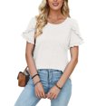 thumbnail image 1 of Avamo T-Shirts d'Été pour Femmes Col Ras du Cou T-shirt Manches Courtes T-shirt Chandail Confortable T-shirt de Travail Blanc TG, 1 of 4