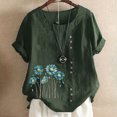 thumbnail image 1 of TopLLC Chemises Mexicaines pour Femmes Hauts Brodés Traditionnels Tunique Décontractée à Fleurs pour Femmes Col Rond Manches Courtes Chemises en Lin, 1 of 5
