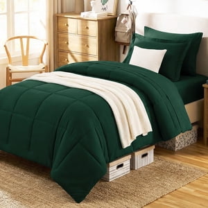 CozyLux Twin XL Comforter Set Emerald Green - 5 Pieces Twin XL Bed in a Bag Set Soft Bedding Sets Bed Set Extra Long for All Season with Comforter Flat Sheets Fitted Sheet Pillowcase &Pillow Sham