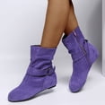 thumbnail image 2 of Bottes Mi-Mollet Décontractées pour Femmes, Mode, Boucle, Suède, Bout Rond, Plates, Sans Talons, Bottillons Courts, Hiver Automne, 2 of 6