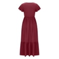 thumbnail image 4 of AherBiu Boho Dresses for Women Cap Sleeve Summer Casual Loose Ruffle Flowy Maxi Dress with Pockets, 4 of 6