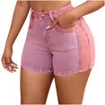 thumbnail image 2 of Styesk Shorts pour Femmes Mode Femmes Stretch Mode Patchwork Lavé Shorts en Denim Rehausseur de Hanches, 2 of 6