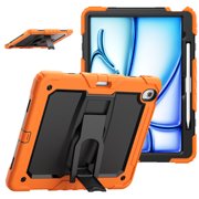 XYX Case for iPad Air 13 inch Case (2025 M3/2024 M2), 3in1 Heavy Duty Shockproof Tablet Case with Stand, Shoulder Strap, Orange