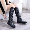 thumbnail image 1 of DPTALR Women's Winter Solid Color Long Boots Flat Heels Round-Toe Knee High Boot, 1 of 5