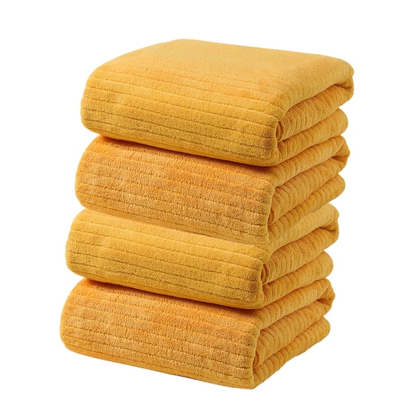 Thick Velvet Striped Pattern Bath Towels 4 Pack, 75x35 cm, Super Absorbent, Soft, and Quick Drying, for Home, Beach, Camping, and Gym