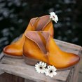 thumbnail image 1 of Women's Leather Solid Color Sleeve Short Mid Heel Pointed Retro Boots, 1 of 4