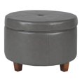 thumbnail image 1 of HomePop Grand Pouf de Rangement en Similicuir, Gris an, 1 of 12