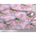 thumbnail image 3 of Soimoi Pink polyester Crepe Fabric Palm Tree, & Flamingo Bird Print Fabric by the Yard 52 Inch Wide, 3 of 3