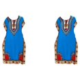 thumbnail image 4 of maskred Mode Femmes Plage Vacances Robe Boho Ethnique Élégante Robe en Vrac Bleu 2Set, 4 of 6