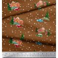 thumbnail image 2 of Soimoi Satin Silk Fabric House,Tree & Car Transport Print Sewing Fabric Yard 42 Inch Wide, 2 of 3