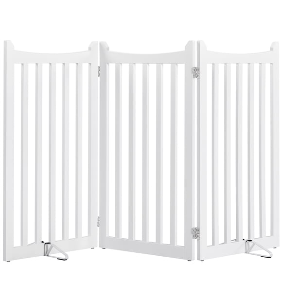 Yaheetech 3 Panel Freestanding Wooden Pet Puppy Fence with Door, White
