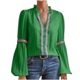thumbnail image 1 of Timegard Women's Tops Lace Ruffle V Neck Long Sleeve Work Dressy Casual Loose Tops Fall Fashion Blouse, 1 of 6
