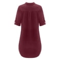thumbnail image 3 of AherBiu Robe Courte d'Été Décontractée Basique à Manches 3/4 pour Femmes, Col à Revers en V, Ourlet Haut-Bas, 3 of 5