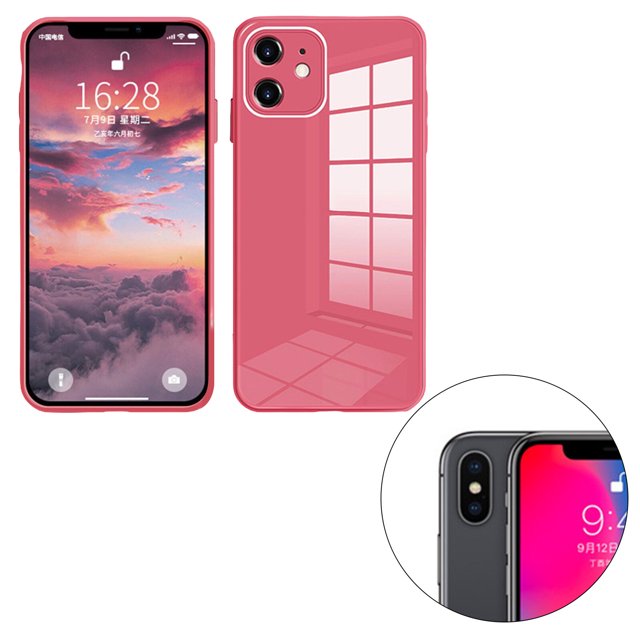 ziyahi Glass Back Phone Covers with Solid Color Full Rugged Bumper Anti-Slip Design for Iphone 7P/8P/7/8/XS Max/XR/X/XS