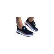 Maoww Women Sneakers Lightweight Mesh Air-Cushion Flat Anti-Slip Breathable Sneaker Wear-resistant Thick Sole Running Shoe Black 42