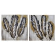 thumbnail image 1 of Hand Painted Canvas Wall Art Dainty Feathers - Set of 2, 1 of 3