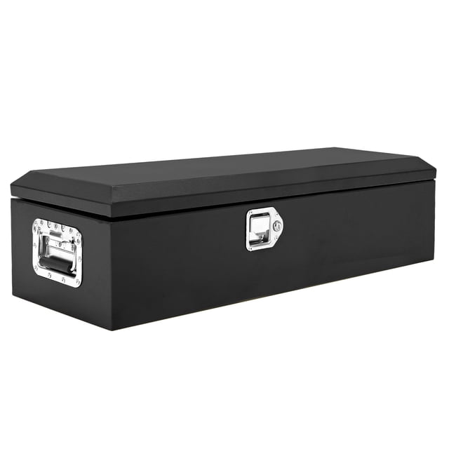 QinaQin Steel Truck Bed Toolbox, Diamond Plate Metal Storage Box with Lock and Side Handle for Pickup, Trailer and RV