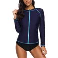 thumbnail image 4 of Charmo Haut Maillot Dermoprotecteur à Manches Longues à Fermeture Éclair devant pour Femmes, Protection Solaire, Chandail de Bain, 4 of 5