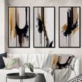 thumbnail image 1 of Designart "Minimalism in Gold I" Abstract Framed Wall Art Set Of 3 - Black Modern Frame Canvas Set For Living Room Decor, 1 of 6
