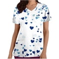thumbnail image 1 of Hauts de Sarrau pour Femmes, Haut d'Uniforme d'Infirmière à Col en V à Manches Courtes avec Poche, Chemise d'Uniforme Médical Décontractée pour Femmes, 1 of 5
