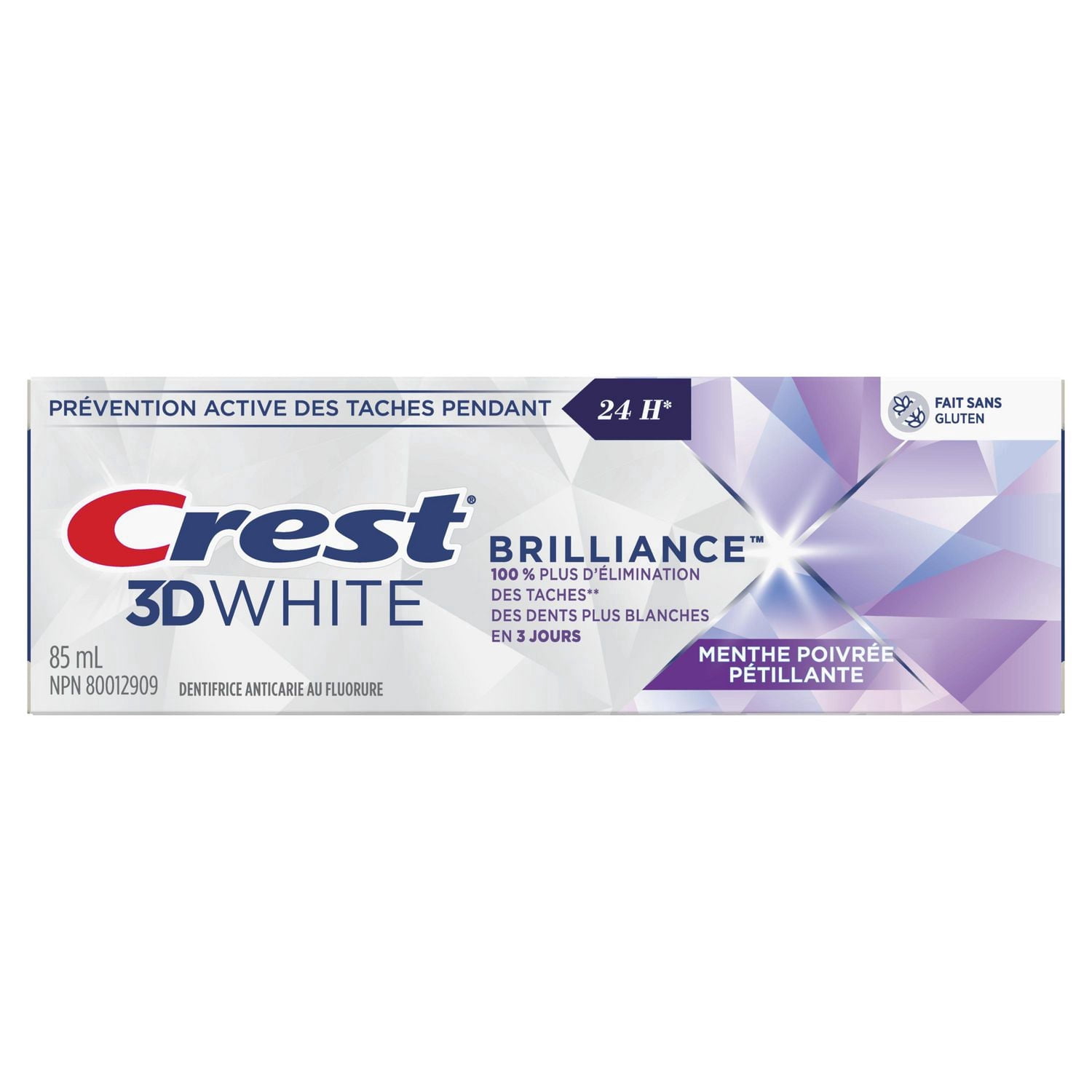 Crest 3D White Brillance Dentifrice Menthe Poivrée Pétillante 85ml