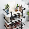thumbnail image 3 of BENOSS 3-Tier Home Bar Cart with Wine Rack and Glass Cup Storage, Mobile Serving Wine Cart on Wheels, Modern Drink Trolley for Coffee Tea Wine, Beverage Bar Table for Home Kitchen Party, Black, 3 of 6