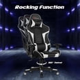 thumbnail image 4 of Chaise de Jeu de Massage Goplus Inclinable Pivotante de Course Chaise de Bureau avec Soutien Lombaire Blanc, 4 of 10