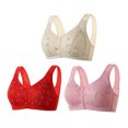 thumbnail image 1 of Bigersell Sports Bras for Women 3 Pack Snap Front Closure Wire-Free Bra Style R-9 Polyester Breathable Lightly Lined Bras, 1 of 9