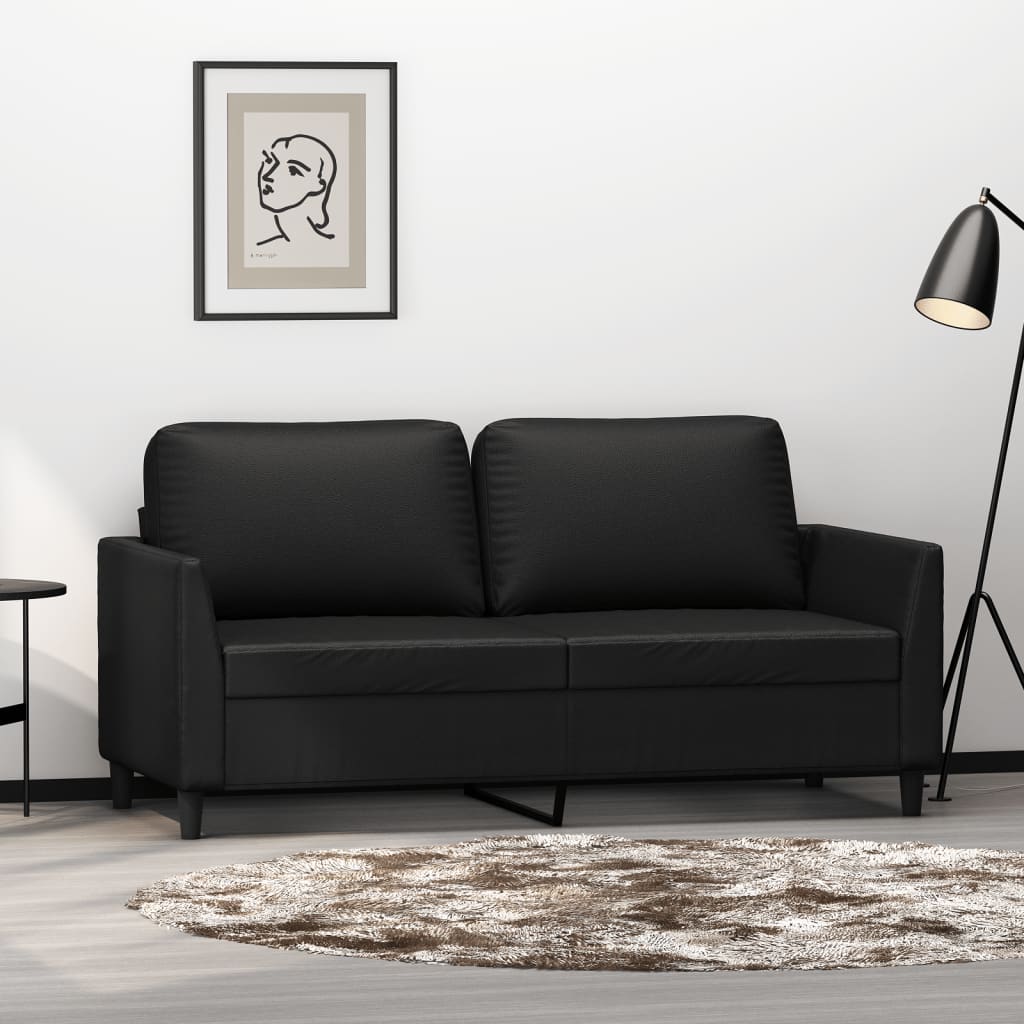 vidaXL Canapé 2 Places Noir 140 cm Similicuir
