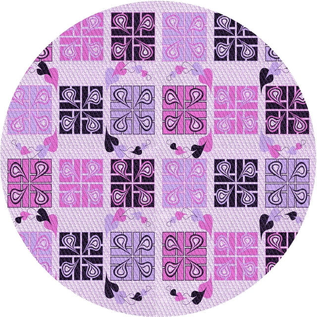 Ahgly Company Tapis d'Intérieur Ronds Lavables à la Machine, Style Transitionnel, Rose Fleuri, 5 Pieds Rond