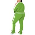 thumbnail image 4 of MAWCLOS Women Plus Size Slim Leg Sweatsuits Running Long Sleeve Jacket+Sweatpants Light Green XXXXXL, 4 of 5