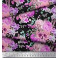 thumbnail image 3 of Soimoi Pink Georgette Viscose Fabric Insect,Skull & Flower Fabric Prints by Yard 42 Inch Wide, 3 of 3