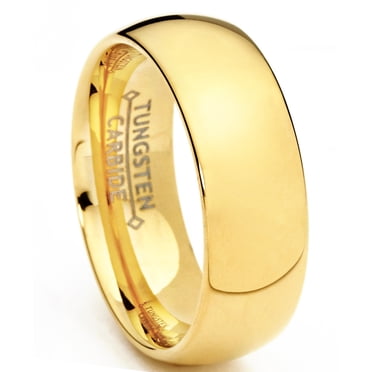 Men's 7MM 18K Goldtone Plated Dome Tungsten Ring Wedding Band