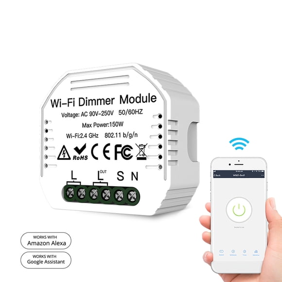 90- Wifi Dimmer Module Dimmer Switch Smart Light Switches 2 Way Switch Voice Control APP Remote Control Timing Function Mini Design
