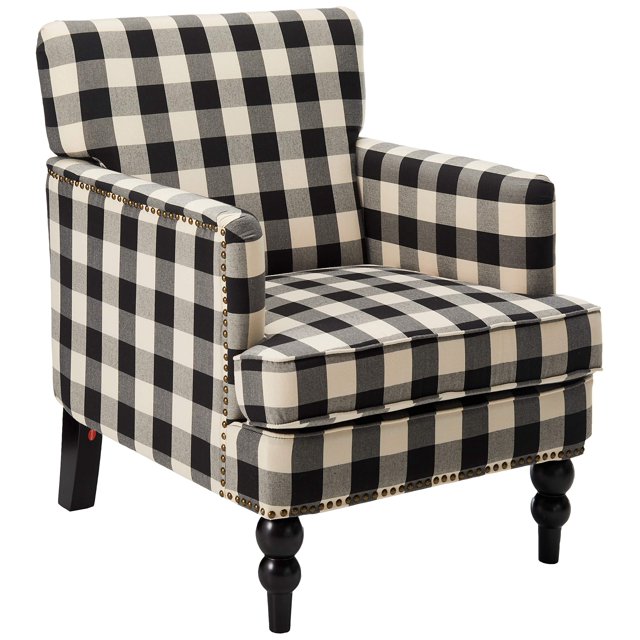 Christopher Knight Home Evete Tufted Fabric Club Chair, Black Checkerboard