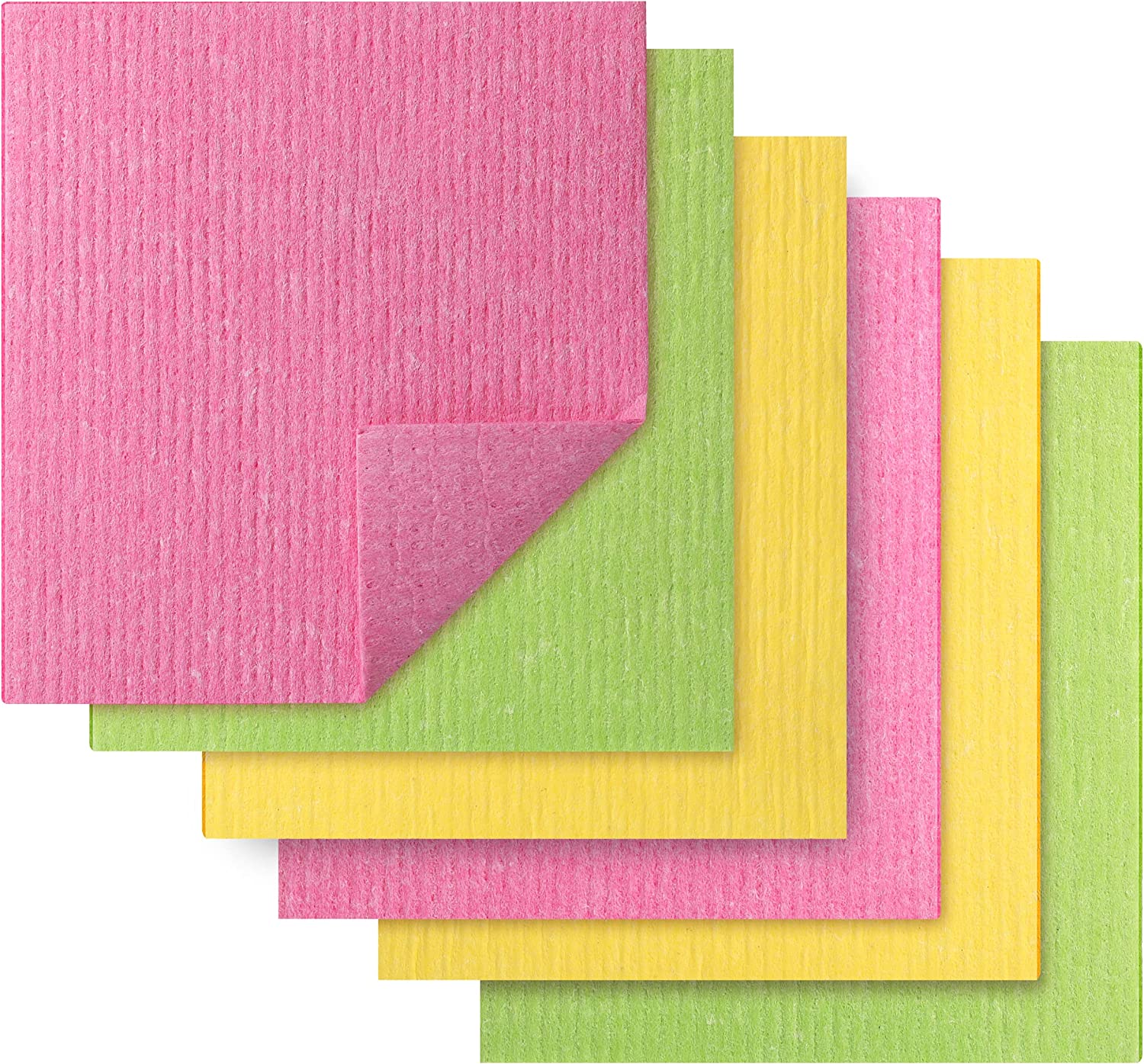 PinesC Dish Cloths, 6 pcs, Reusable Paper Towels, Absorbent Kitchen Towels, Dishcloths for Kitchen, Cellulose and Cotton Assorted